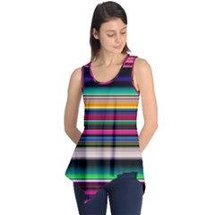 Horizontal Lines Colorful Sleeveless Tunic by Grandong