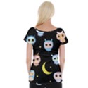 Cute-owl-doodles-with-moon-star-seamless-pattern Cap Sleeve Top View2