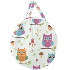 Forest-seamless-pattern-with-cute-owls Giant Round Zipper Tote by pakminggu