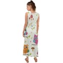 Forest-seamless-pattern-with-cute-owls V-Neck Chiffon Maxi Dress View2