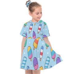 Cute-kawaii-ice-cream-seamless-pattern Kids  Sailor Dress by pakminggu