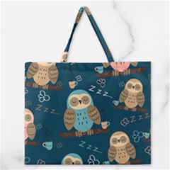 Seamless-pattern-owls-dreaming Zipper Large Tote Bag by pakminggu