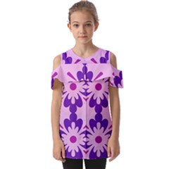 Pink And Purple Flowers Pattern Fold Over Open Sleeve Top by shoopshirt