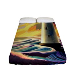 Lighthouse Colorful Abstract Art Fitted Sheet (full/ Double Size) by uniart180623