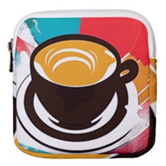 Coffee Tea Cappuccino Mini Square Pouch by uniart180623