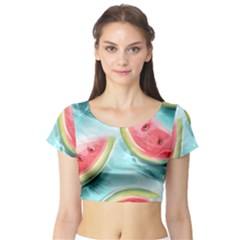 Watermelon Fruit Juicy Summer Heat Short Sleeve Crop Top by uniart180623