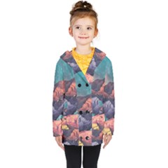 Adventure Psychedelic Mountain Kids  Double Breasted Button Coat by uniart180623