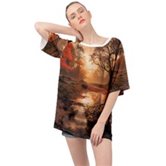 Trees Sunset Mist Oversized Chiffon Top by pakminggu