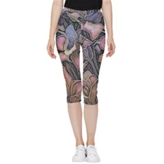 Flowers Iris Plant Inside Out Lightweight Velour Capri Leggings  by pakminggu