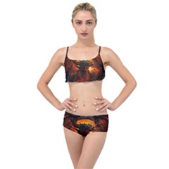 Dragon Art Fire Digital Fantasy Layered Top Bikini Set by Bedest