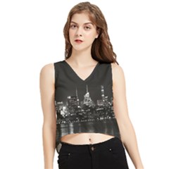 New York Skyline V-neck Cropped Tank Top by Bedest