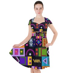 Abstract A Colorful Modern Illustration--- Cap Sleeve Midi Dress by Bedest