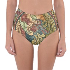 Wings-feathers-cubism-mosaic Reversible High-waist Bikini Bottoms by Bedest