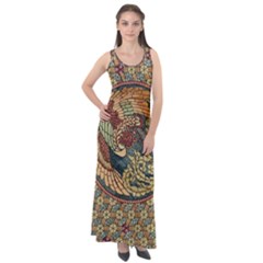 Wings-feathers-cubism-mosaic Sleeveless Velour Maxi Dress by Bedest