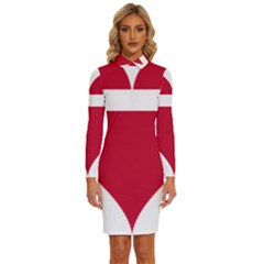 Heart-love-flag-denmark-red-cross Long Sleeve Shirt Collar Bodycon Dress by Bedest