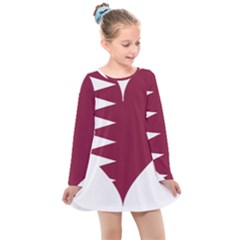 Heart-love-flag-qatar Kids  Long Sleeve Dress by Bedest