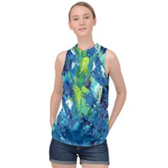 Painting-01 High Neck Satin Top by nateshop