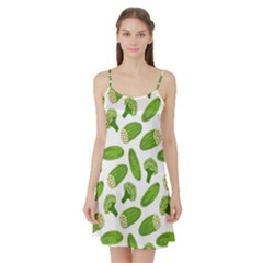 Vegetable Pattern With Composition Broccoli Satin Night Slip by pakminggu