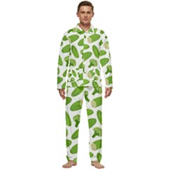 Vegetable Pattern With Composition Broccoli Men s Long Sleeve Velvet Pocket Pajamas Set by pakminggu