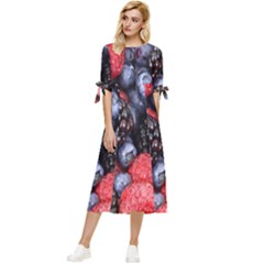 Berries-01 Bow Sleeve Chiffon Midi Dress by nateshop