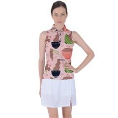 Japanese Street Food Soba Noodle In Bowl Pattern Women s Sleeveless Polo T-shirt by Bedest