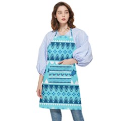 Blue Christmas Vintage Ethnic Seamless Pattern Pocket Apron by Bedest