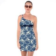 Cute Seamless Owl Background Pattern One Shoulder Ring Trim Bodycon Dress by Bedest