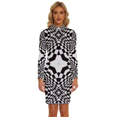 Tile-repeating-pattern-texture Long Sleeve Shirt Collar Bodycon Dress by Bedest