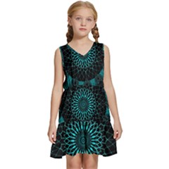 Ornament-district-turquoise Kids  Sleeveless Tiered Mini Dress by Bedest