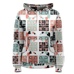 Mint Black Coral Heart Paisley Women s Pullover Hoodie by Bedest