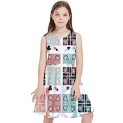 Mint Black Coral Heart Paisley Kids  Skater Dress by Bedest