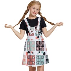 Mint Black Coral Heart Paisley Kids  Apron Dress by Bedest