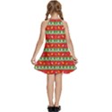 Christmas-papers-red-and-green Kids  Halter Collar Waist Tie Chiffon Dress View4