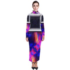 Box-abstract-frame-square Turtleneck Maxi Dress by Bedest