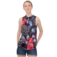 Berries-01 High Neck Satin Top by nateshop