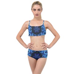 Background-blue-flower Layered Top Bikini Set by Bedest