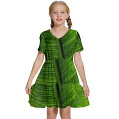 Green-leaf-plant-freshness-color Kids  Short Sleeve Tiered Mini Dress by Bedest