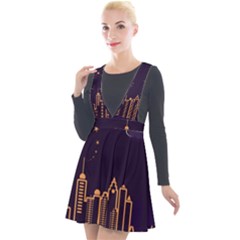 Skyscraper Town Urban Towers Plunge Pinafore Velour Dress by pakminggu