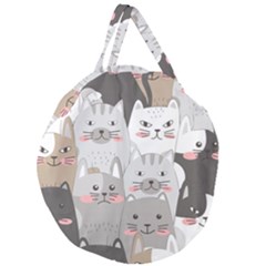 Cute Cats Seamless Pattern Giant Round Zipper Tote by pakminggu