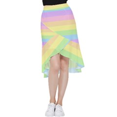 Cute Pastel Rainbow Striped Pattern Frill Hi Low Chiffon Skirt by pakminggu