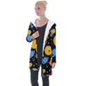 Circle Illustration Space Art Cute Pattern Longline Hooded Cardigan View1