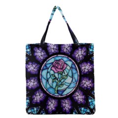 Cathedral Rosette Stained Glass Beauty And The Beast Grocery Tote Bag by Cowasu