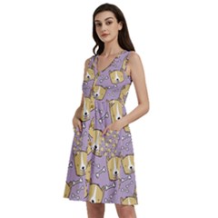 Corgi Pattern Sleeveless Dress With Pocket by Cowasu