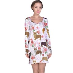 Corgis Corgi Pattern Long Sleeve Nightdress by Cowasu