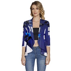 Tardis-doctor-who Women s 3/4 Sleeve Ruffle Edge Open Front Jacket by Cowasu