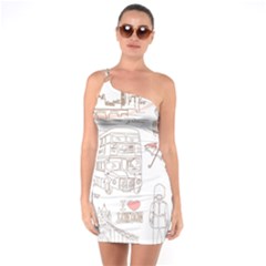 London-paris-drawing-vector-london-comics One Shoulder Ring Trim Bodycon Dress by Cowasu