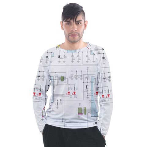 Circuits-electronics-atmel Men s Long Sleeve Raglan T-shirt by Cowasu