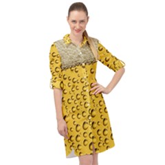 Beer Bubbles Long Sleeve Mini Shirt Dress by Cowasu