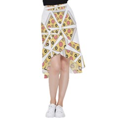 Pizza-slice-food-italian Frill Hi Low Chiffon Skirt by Cowasu