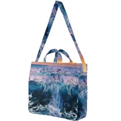 Sea-waves-ocean-water-beach-surf Square Shoulder Tote Bag by Cowasu